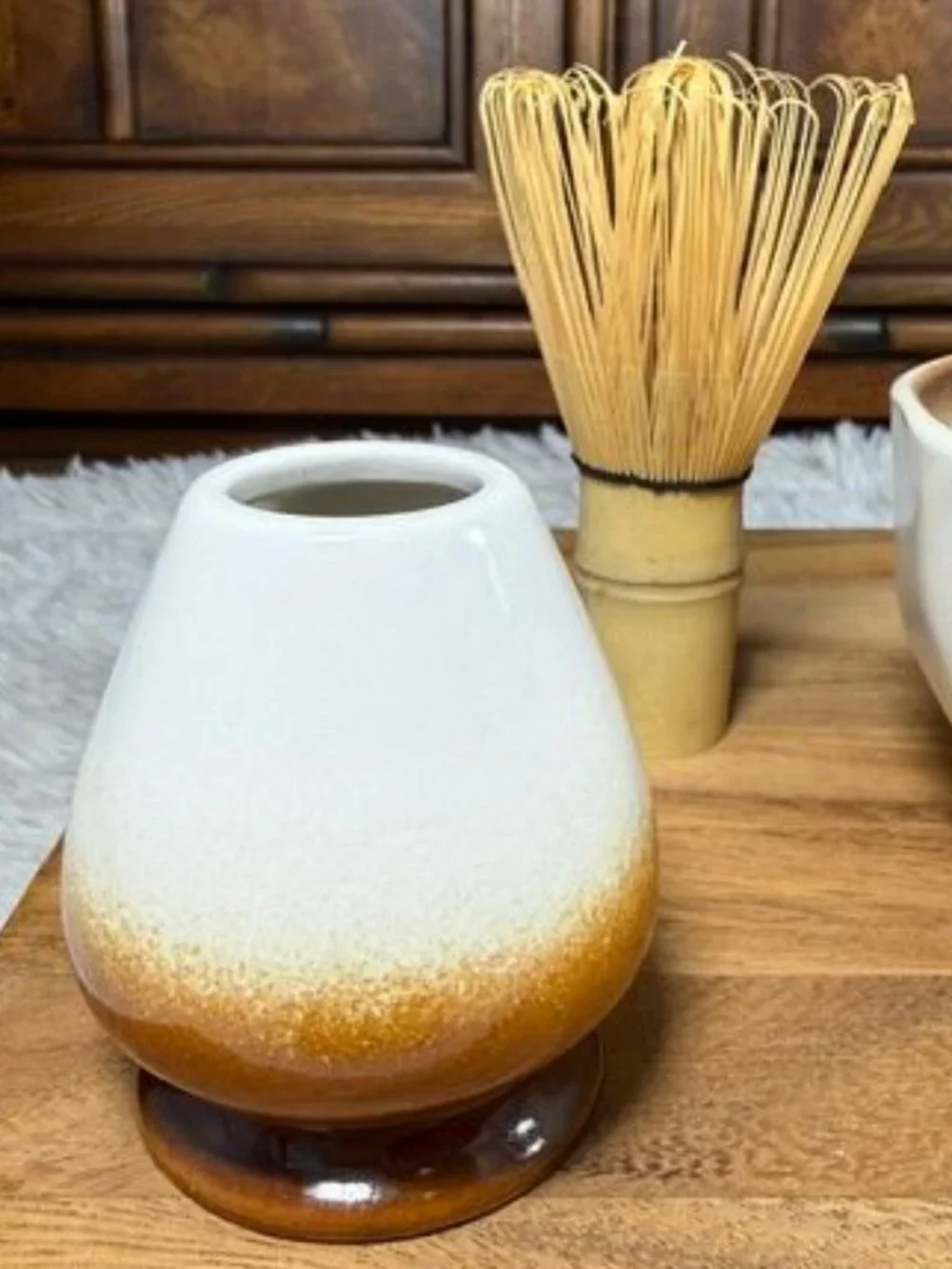 5pc Matcha Bamboo Whisk and Ceramic Holder + Ceramic Bowl + Sifter + Spoon Set